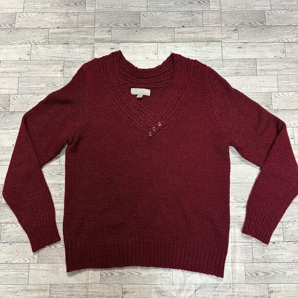 Carolyn Taylor | V-Neck Knit Pullover Sweater | Red | XL - Picture 1 of 9
